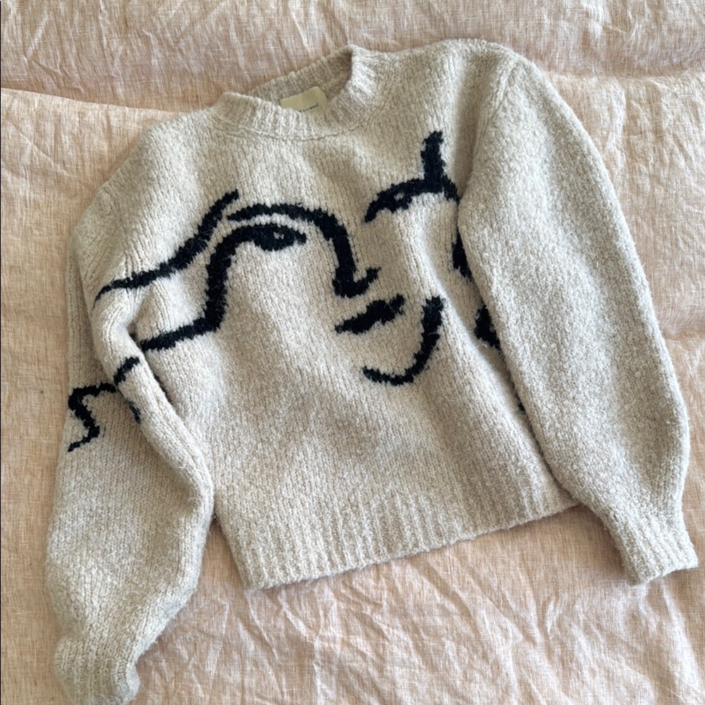Paloma Wool Cream and Black Crew Neck Sweater